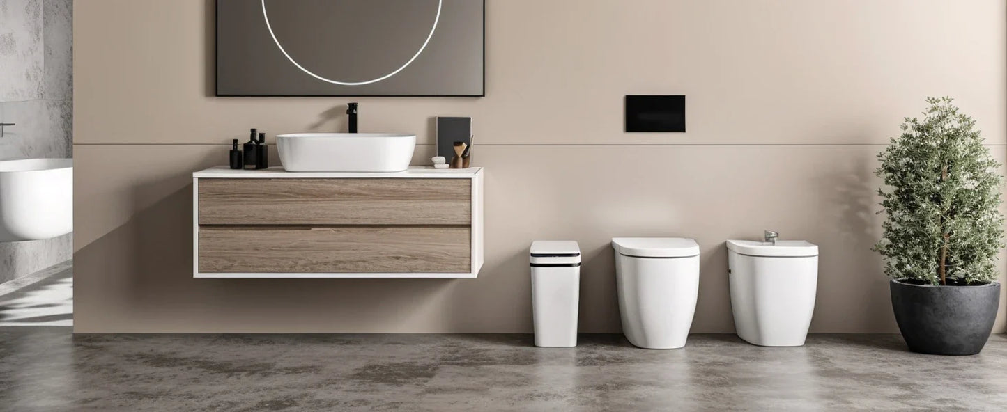 2 Pack 12L Bathroom Automatic Trash Cans Touchless Motion Sensor Slim with Lid for Bathroom Bedroom Living Room Office White