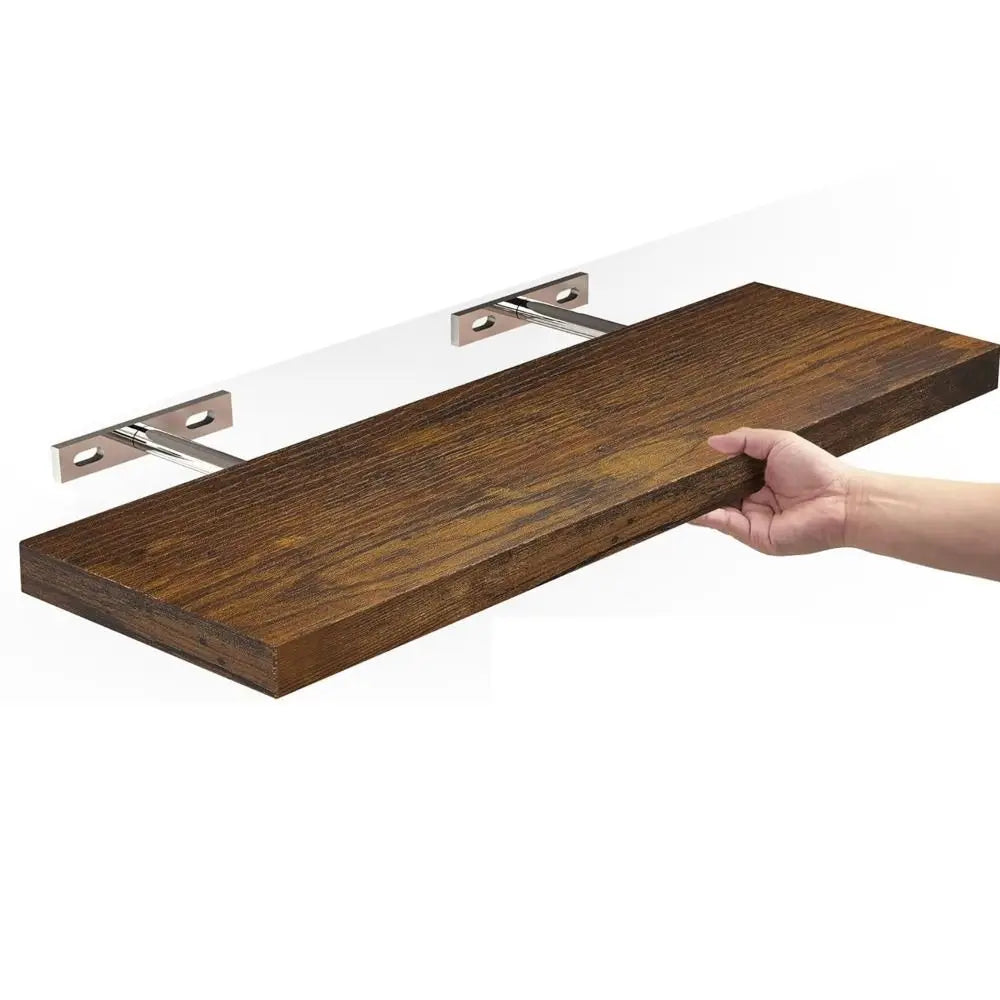 Wooden Hanging Storage Rack Durable Wall Mounted Hanging Wall Shelves Sturdy Invisible Brackets Floating Shelves