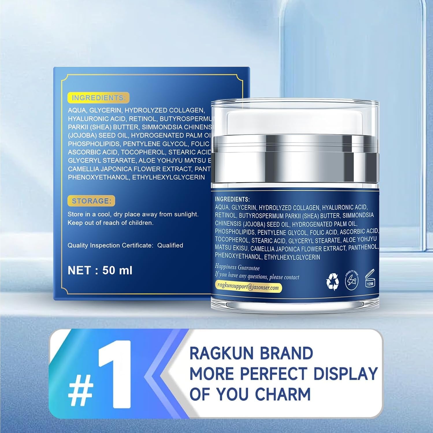 Anti-Aging Face & Neck Cream with Retinol & Collagen, 1.7 Fl Oz | Tightening & Firming with Hyaluronic Acid, Day & Night Facial Moisturizer for Women & Men, Instant Face Lift Wrinkle Cream