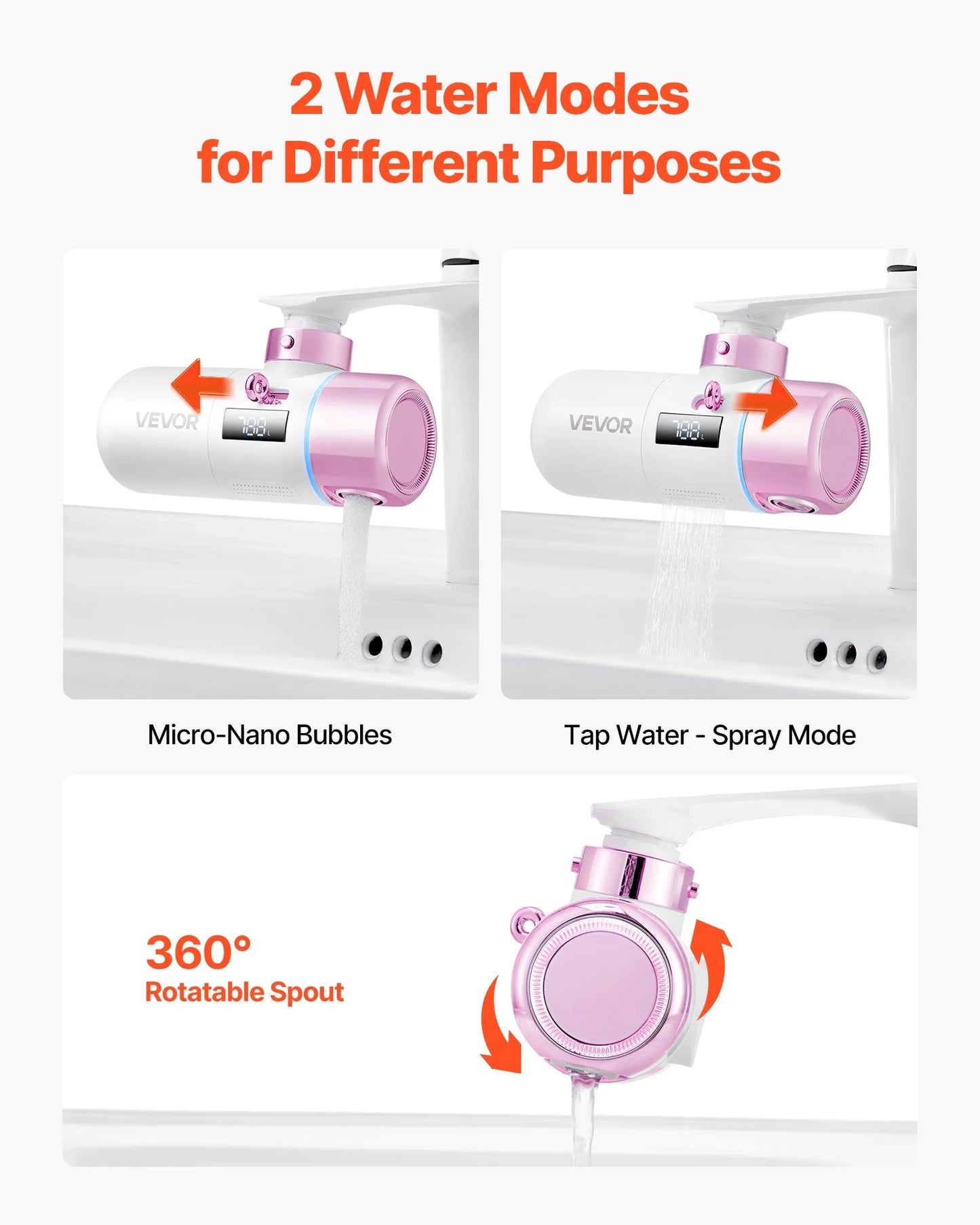 Skincare Water Filter Bathroom Sink Faucet Purifier for Skin Pinkgold