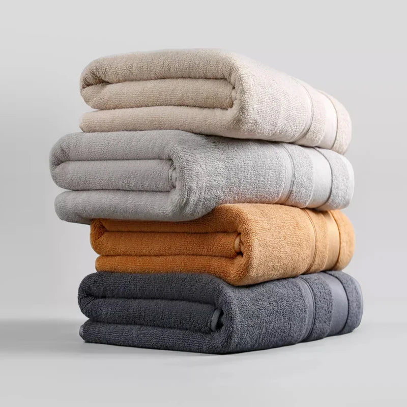 Cotton Bath Towel Soft Absorbent Face Hand Towels Luxury Hotel Spa Bathroom Towel Solid Beach Towel 2Pcs Bath Towel Set