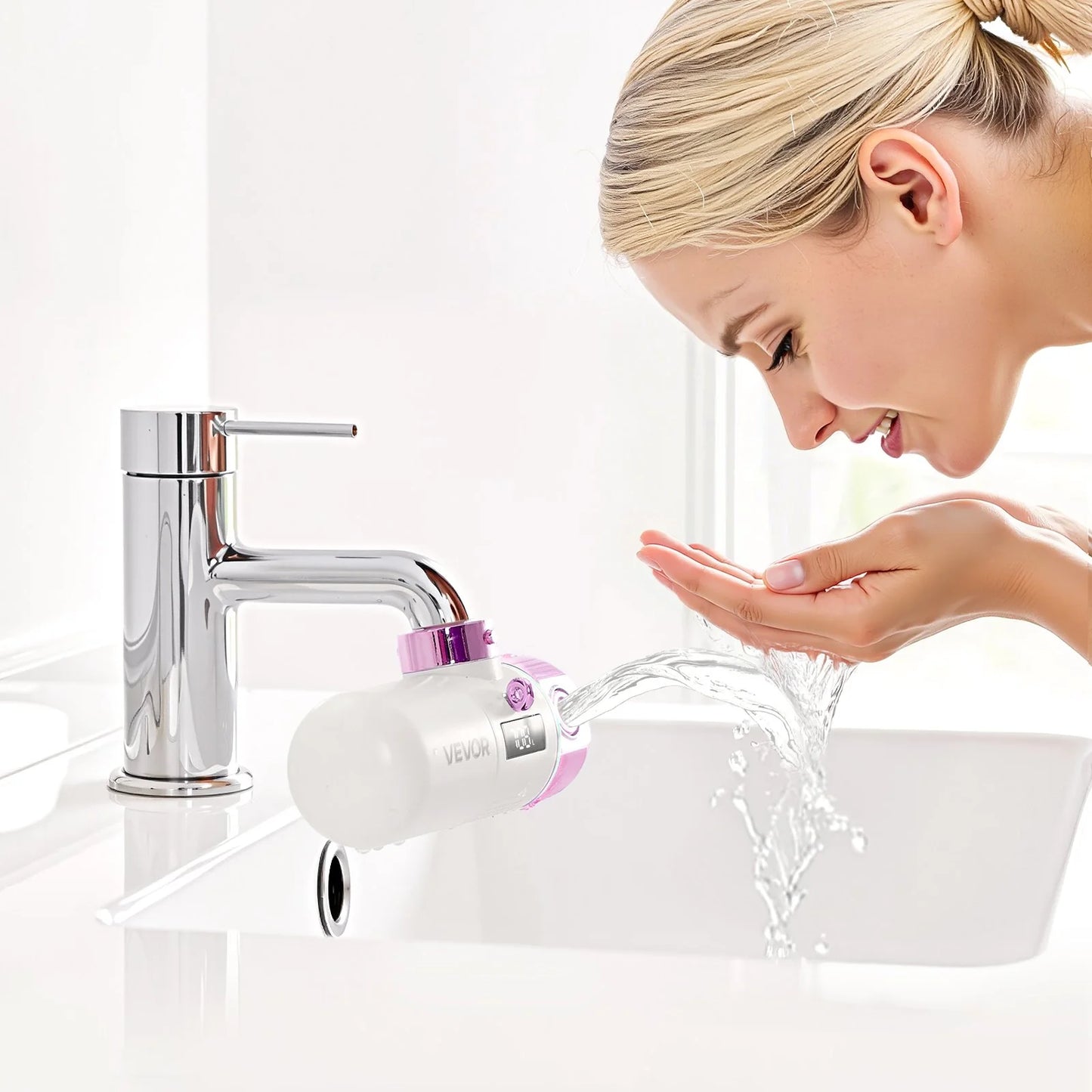 Skincare Water Filter Bathroom Sink Faucet Purifier for Skin Pinkgold