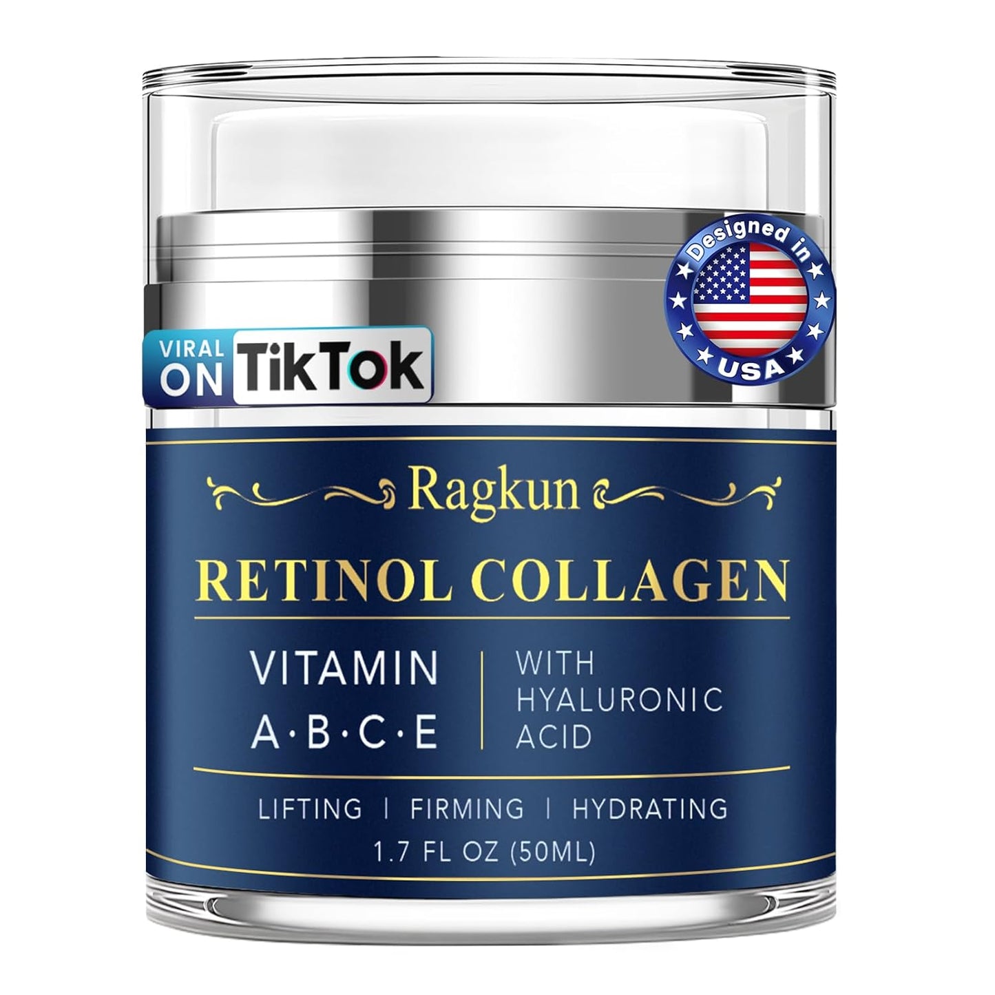 Anti-Aging Face & Neck Cream with Retinol & Collagen, 1.7 Fl Oz | Tightening & Firming with Hyaluronic Acid, Day & Night Facial Moisturizer for Women & Men, Instant Face Lift Wrinkle Cream