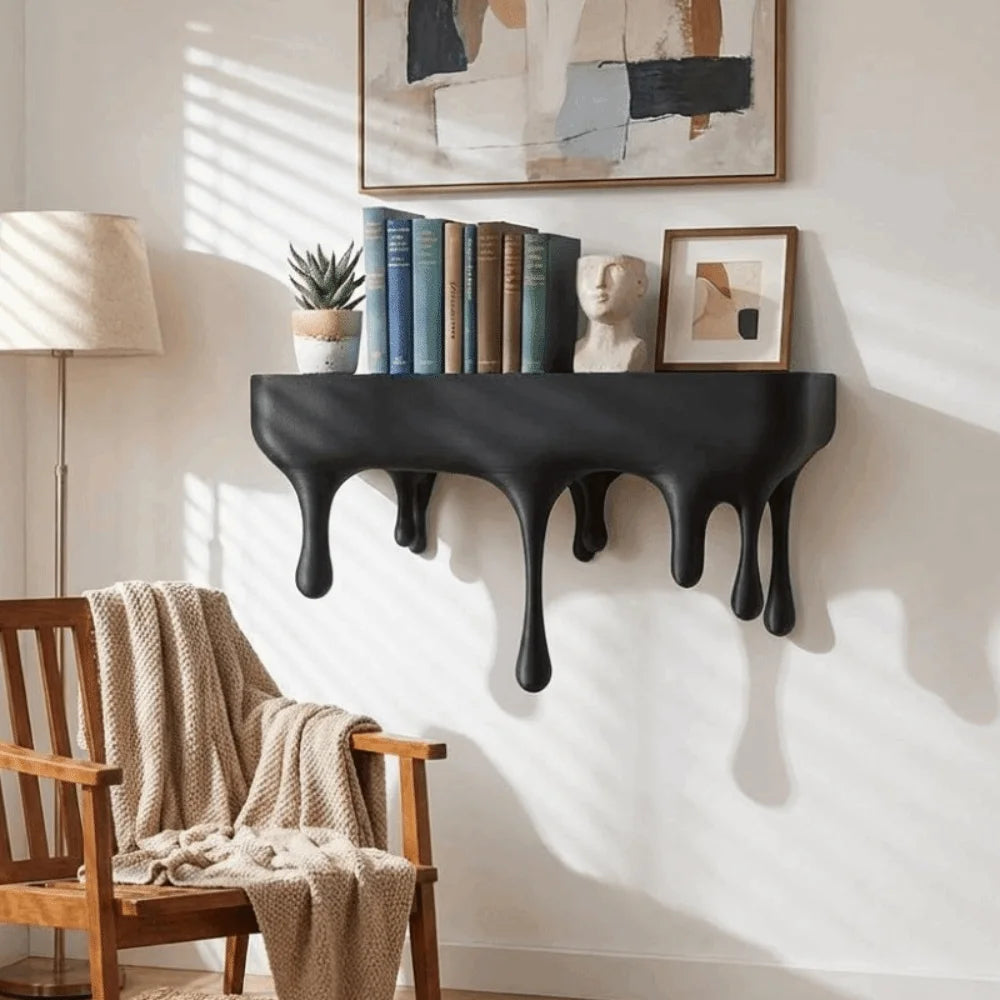 3D Printed Drip Floating Shelf Plastic Artistic Melting Wall Shelf Stable Wall-Mounted Display Stand Gaming Setup