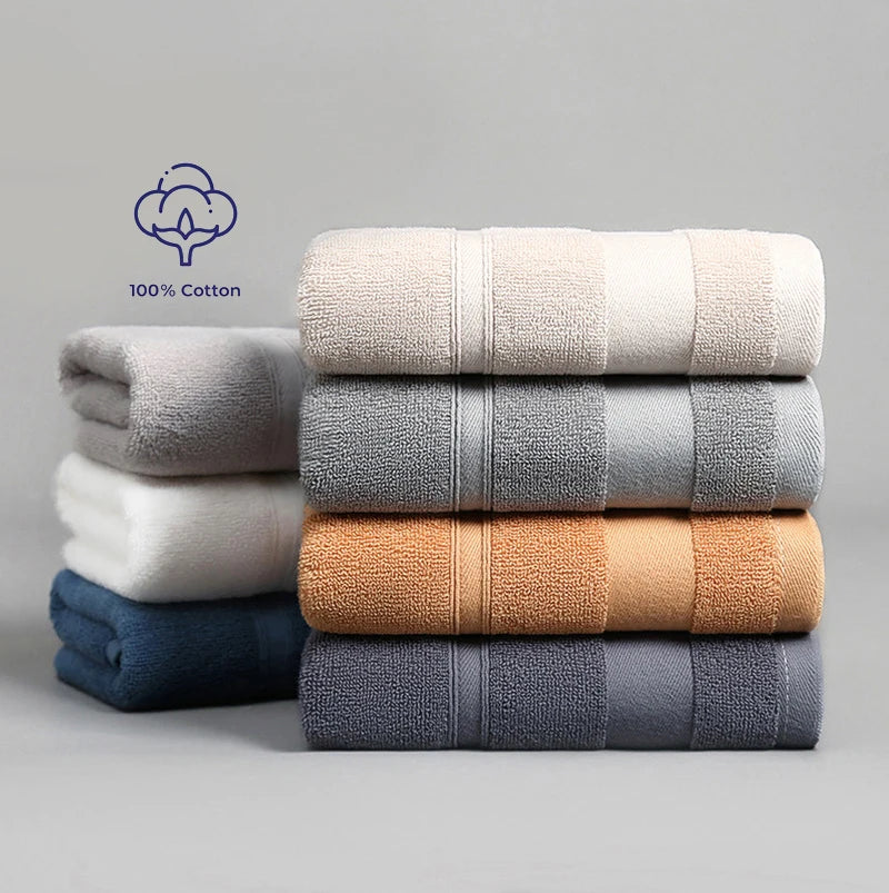 Cotton Bath Towel Soft Absorbent Face Hand Towels Luxury Hotel Spa Bathroom Towel Solid Beach Towel 2Pcs Bath Towel Set