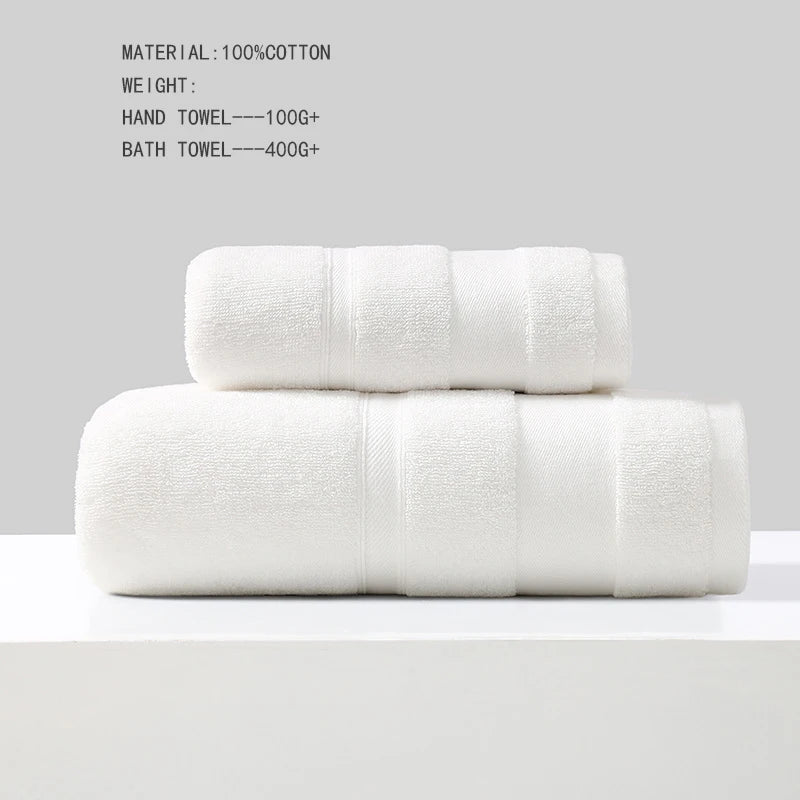 Cotton Bath Towel Soft Absorbent Face Hand Towels Luxury Hotel Spa Bathroom Towel Solid Beach Towel 2Pcs Bath Towel Set