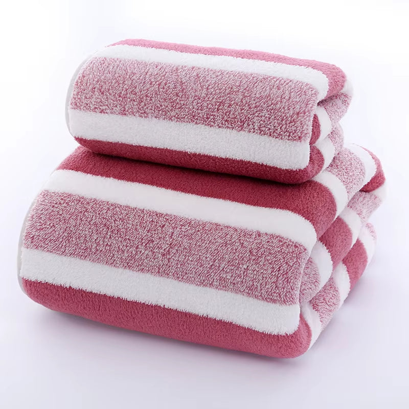 Striped Pattern Towel Set Soft Hand Towel Bath Towel Quick Drying Absorbent Towels for Bathroom
