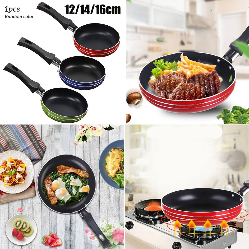 12Cm/14Cm/16/18Cm Mini Frying Pan Non-Stick Steel Frypan Pot Saucepan Random Color for Cookware Kitchen Cookware