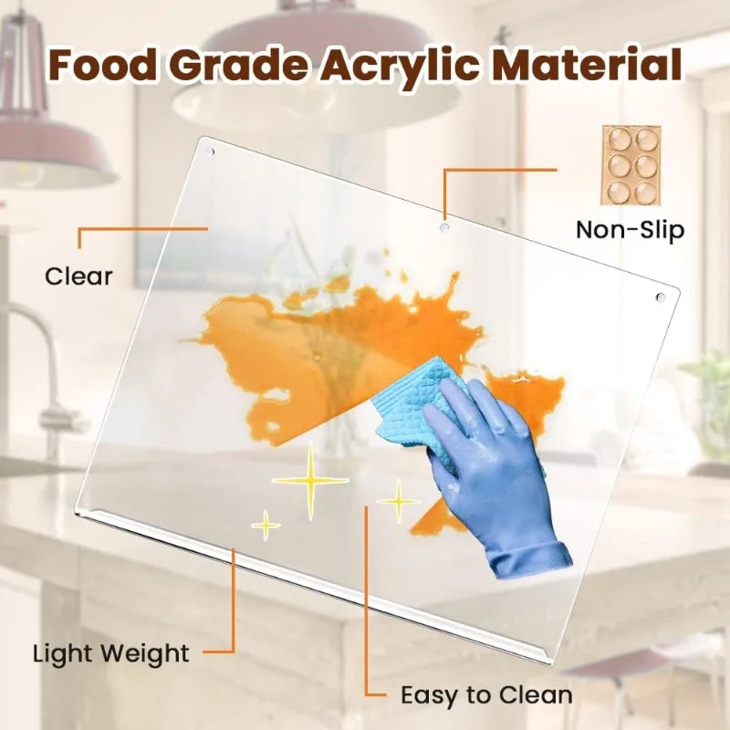 Acrylic Cutting Board with Counter Lip Thickness Clear Acrylic Cutting Board Household anti Slip Cutting Board Kitchen Tools