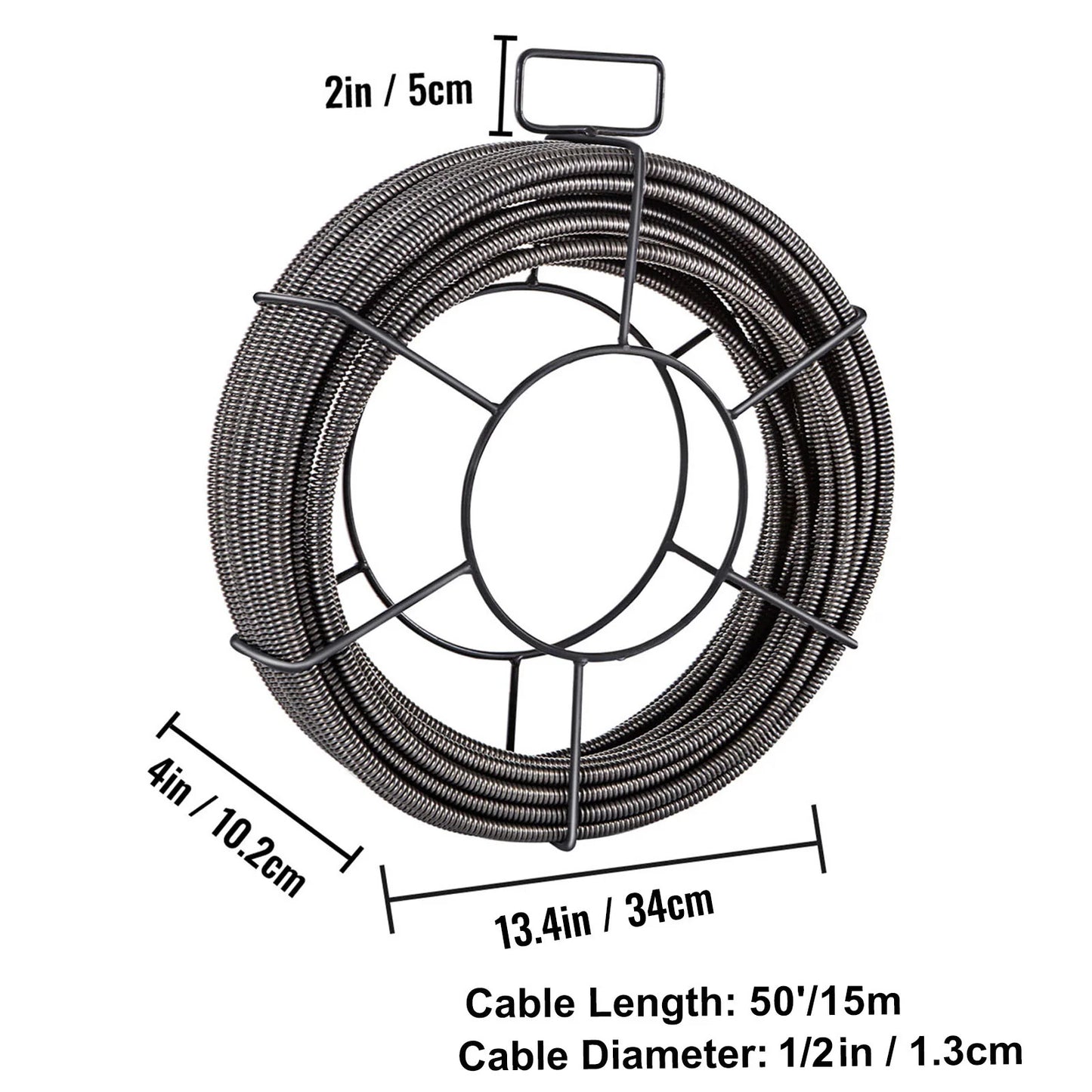 Drain Cleaning Cable 50 Feet X 1/2 Inch Solid Core Cable Sewer Cable Drain Auger Cable Cleaner Snake Clog Pipe Drain Cleaning Cable Sewer Drain Auger Snake Pipe
