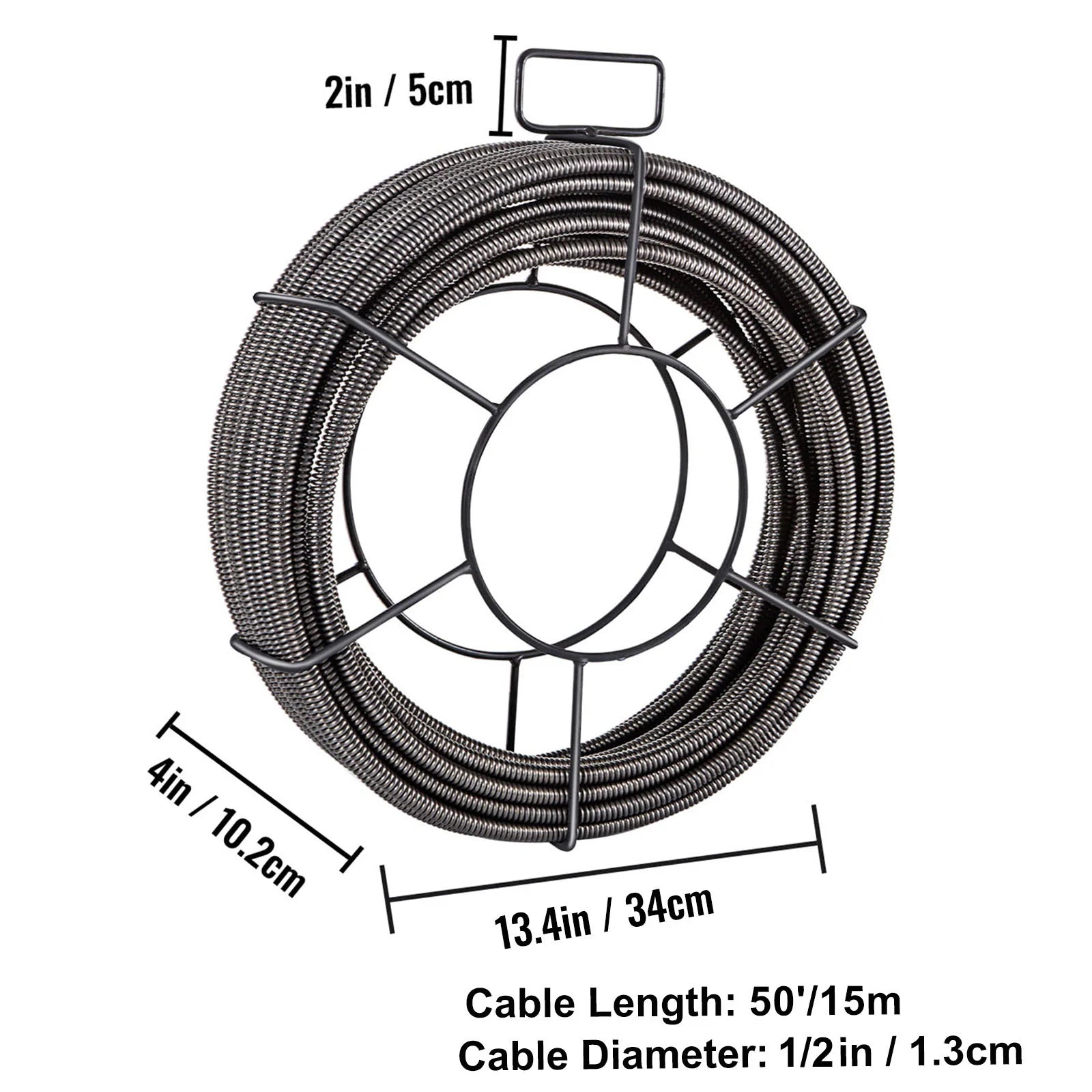 Drain Cleaning Cable 50 Feet X 1/2 Inch Solid Core Cable Sewer Cable Drain Auger Cable Cleaner Snake Clog Pipe Drain Cleaning Cable Sewer Drain Auger Snake Pipe