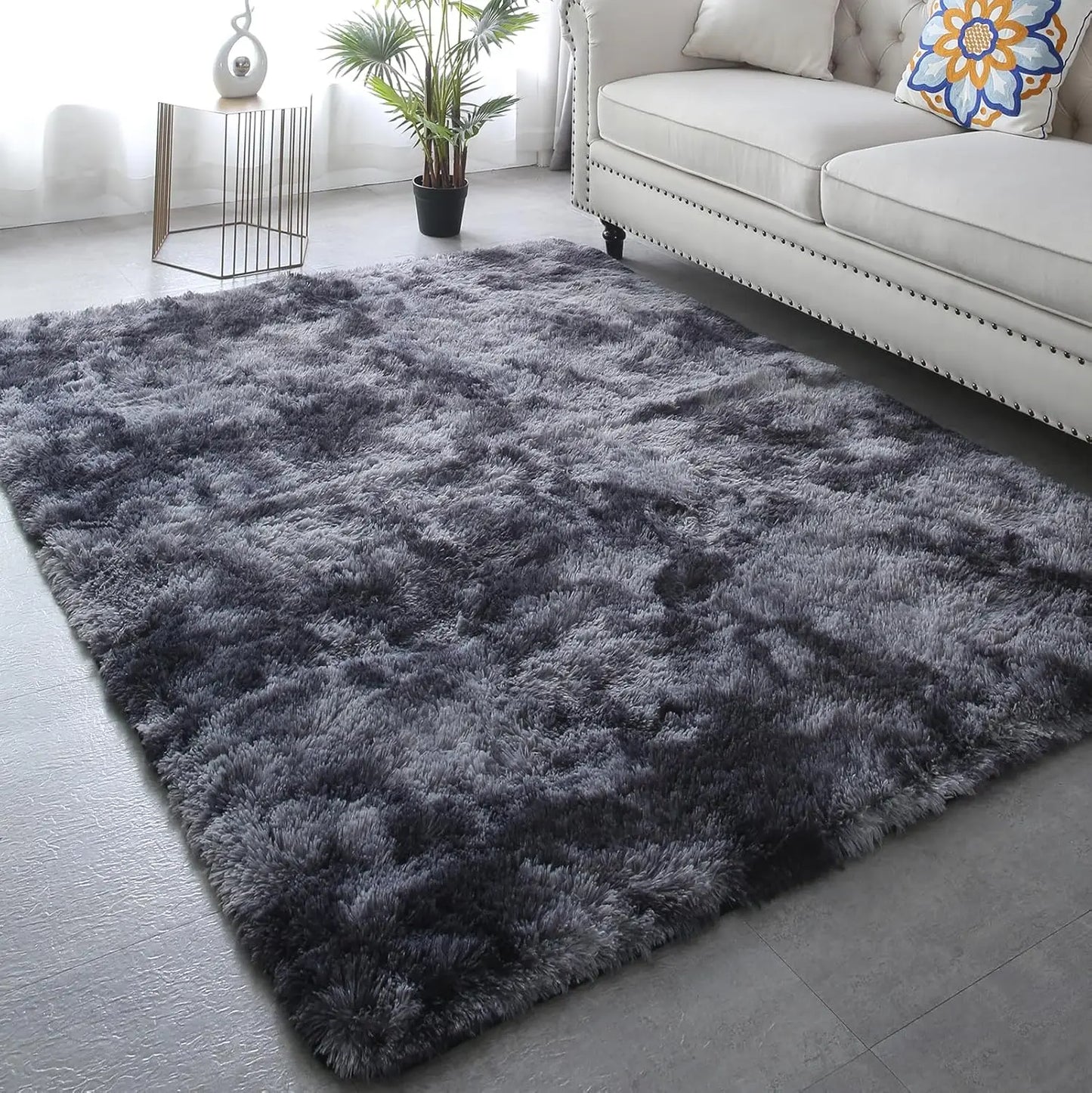 Gray Carpet for Living Room Plush Rug Bed Room Floor Fluffy Mats Anti-Slip Home Decor Rugs Soft Velvet Carpets Kids Room Blanket