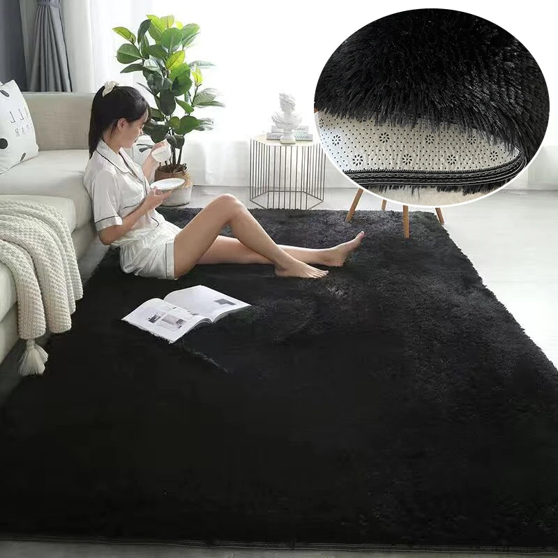 Gray Carpet for Living Room Plush Rug Bed Room Floor Fluffy Mats Anti-Slip Home Decor Rugs Soft Velvet Carpets Kids Room Blanket