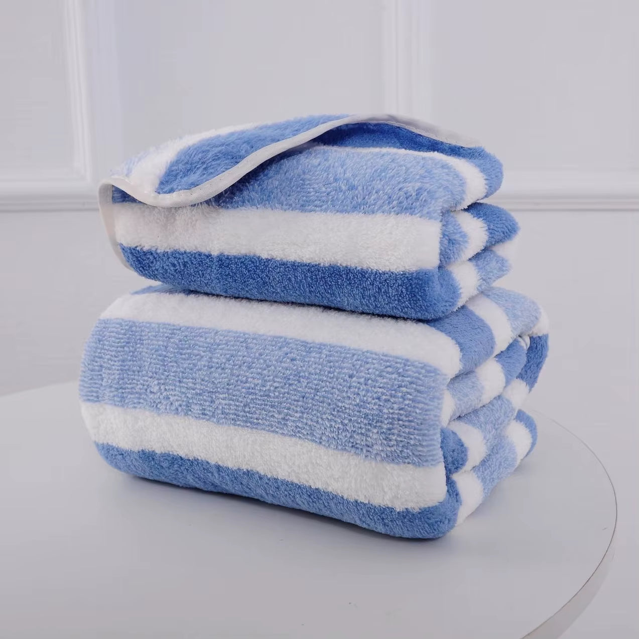 Striped Pattern Towel Set Soft Hand Towel Bath Towel Quick Drying Absorbent Towels for Bathroom