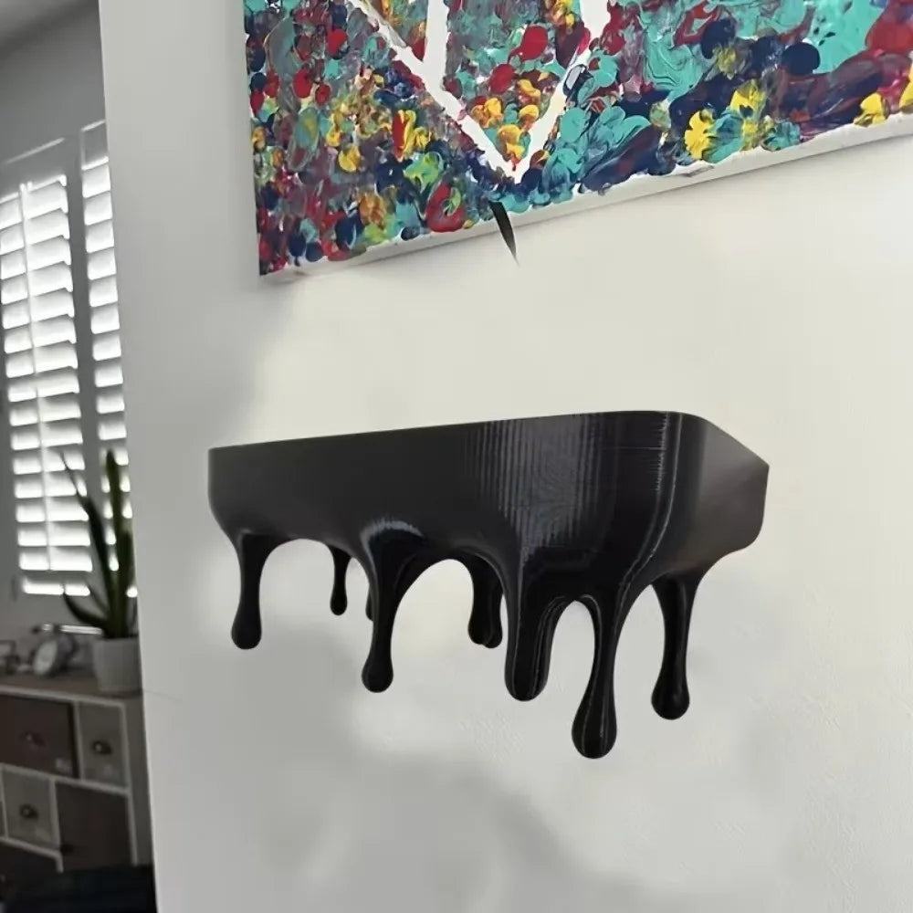 3D Printed Drip Floating Shelf Plastic Artistic Melting Wall Shelf Stable Wall-Mounted Display Stand Gaming Setup