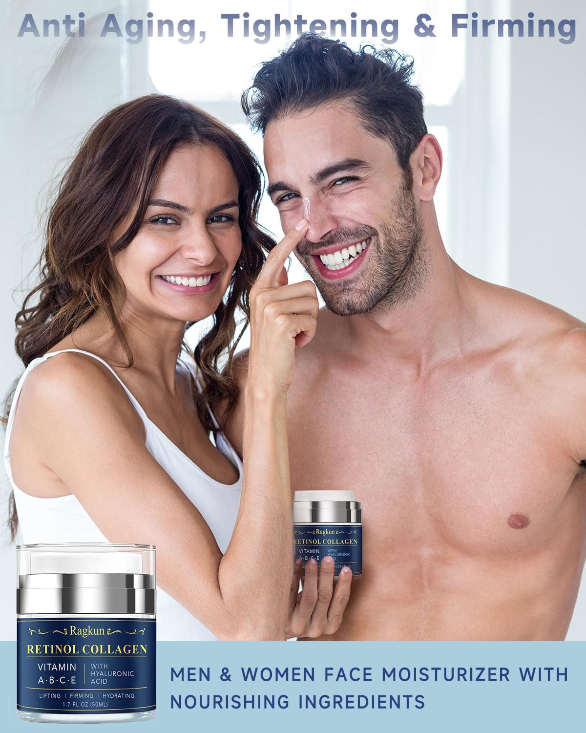 Anti-Aging Face & Neck Cream with Retinol & Collagen, 1.7 Fl Oz | Tightening & Firming with Hyaluronic Acid, Day & Night Facial Moisturizer for Women & Men, Instant Face Lift Wrinkle Cream
