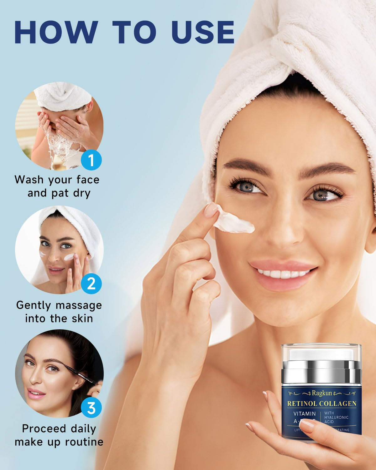 Anti-Aging Face & Neck Cream with Retinol & Collagen, 1.7 Fl Oz | Tightening & Firming with Hyaluronic Acid, Day & Night Facial Moisturizer for Women & Men, Instant Face Lift Wrinkle Cream