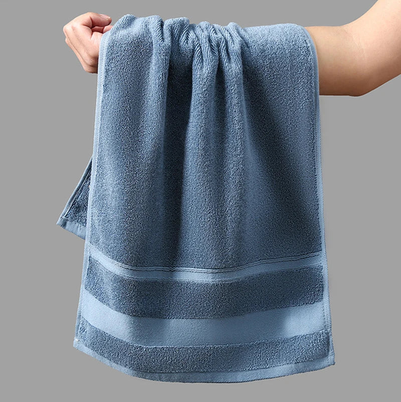 Cotton Bath Towel Soft Absorbent Face Hand Towels Luxury Hotel Spa Bathroom Towel Solid Beach Towel 2Pcs Bath Towel Set
