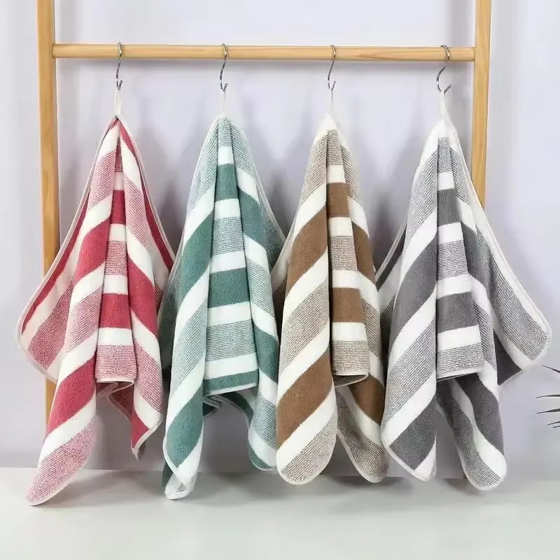 Striped Pattern Towel Set Soft Hand Towel Bath Towel Quick Drying Absorbent Towels for Bathroom