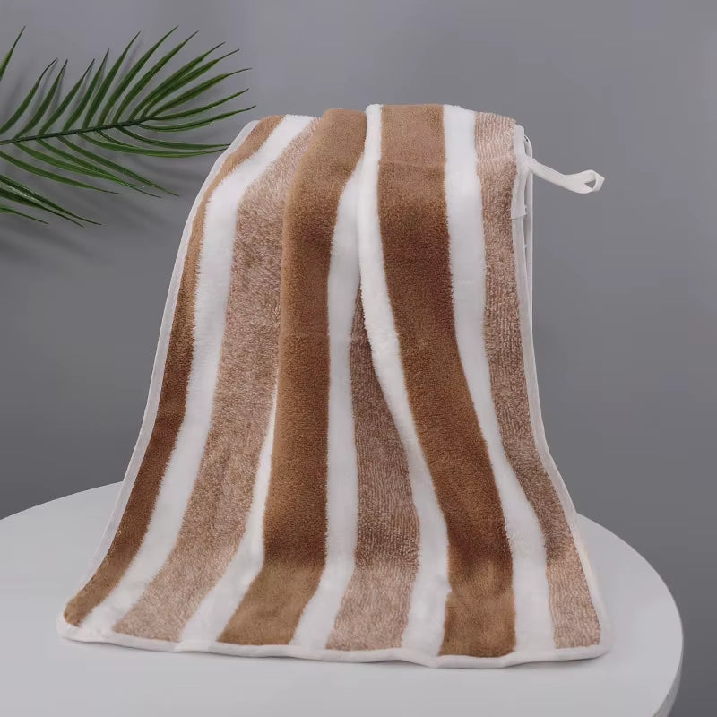 Striped Pattern Towel Set Soft Hand Towel Bath Towel Quick Drying Absorbent Towels for Bathroom