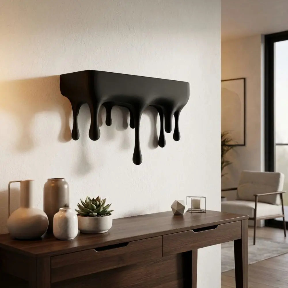 3D Printed Drip Floating Shelf Plastic Artistic Melting Wall Shelf Stable Wall-Mounted Display Stand Gaming Setup